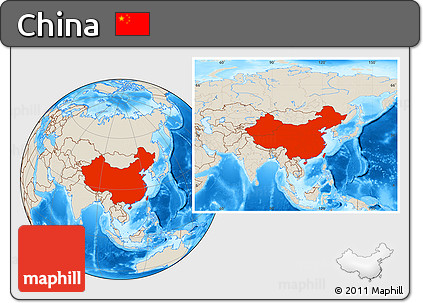 Shaded Relief Location Map of China