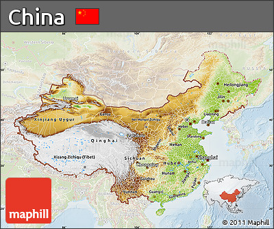 Physical Map of China, lighten