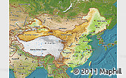 Physical Map of China, satellite outside