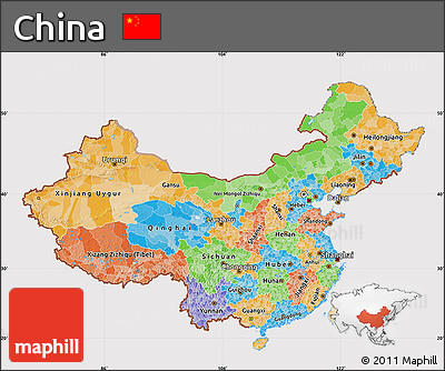 Political Map of China, cropped outside