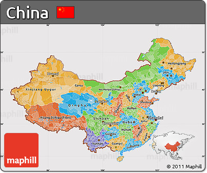 Political Map of China, cropped outside
