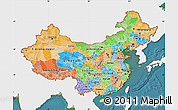 Political Map of China, single color outside, satellite sea