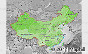 Political Shades Map of China, desaturated