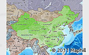 Political Shades Map of China, semi-desaturated, land only