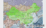 Political Shades Map of China, semi-desaturated