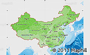 Political Shades Map of China, single color outside