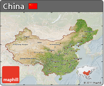 Satellite Map of China, lighten