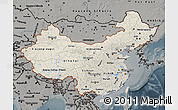 Shaded Relief Map of China, darken, semi-desaturated