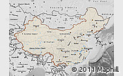 Shaded Relief Map of China, desaturated