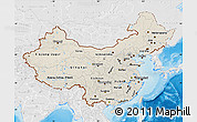 Shaded Relief Map of China, lighten, desaturated, land only