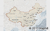 Shaded Relief Map of China, lighten, semi-desaturated