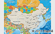 Shaded Relief Map of China, political outside