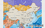 Shaded Relief Map of China, political shades outside