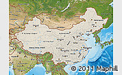 Shaded Relief Map of China, satellite outside, shaded relief sea