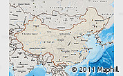 Shaded Relief Map of China, semi-desaturated, land only