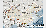 Shaded Relief Map of China, semi-desaturated