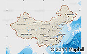 Shaded Relief Map of China, single color outside