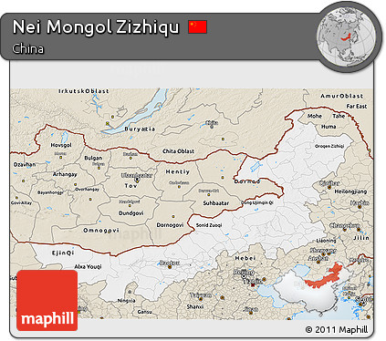 Classic Style 3D Map of Nei Mongol Zizhiqu