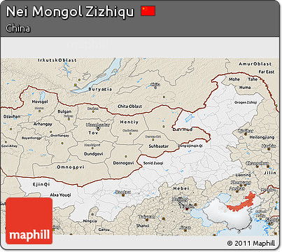 Classic Style 3D Map of Nei Mongol Zizhiqu