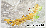 Physical 3D Map of Nei Mongol Zizhiqu, lighten, semi-desaturated