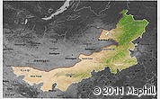 Satellite 3D Map of Nei Mongol Zizhiqu, darken, desaturated