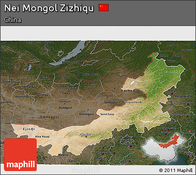 Satellite 3D Map of Nei Mongol Zizhiqu, darken
