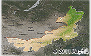 Satellite 3D Map of Nei Mongol Zizhiqu, darken, semi-desaturated