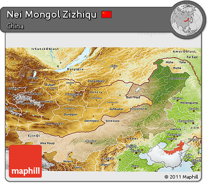Satellite 3D Map of Nei Mongol Zizhiqu, physical outside