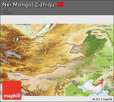 Satellite 3D Map of Nei Mongol Zizhiqu, physical outside