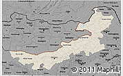 Shaded Relief 3D Map of Nei Mongol Zizhiqu, darken, desaturated