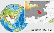 Physical Location Map of Ar Horqin Qi, highlighted country, highlighted parent region