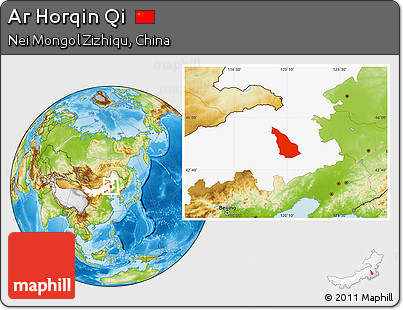 Physical Location Map of Ar Horqin Qi, highlighted parent region