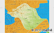 Physical 3D Map of Arun Qi, political outside