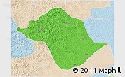 Political 3D Map of Arun Qi, lighten