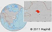 Gray Location Map of Arun Qi, hill shading