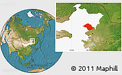 Satellite Location Map of Arun Qi, highlighted parent region