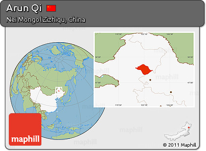 Savanna Style Location Map of Arun Qi, highlighted country