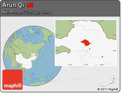 Savanna Style Location Map of Arun Qi, highlighted country
