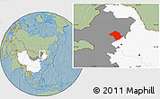 Savanna Style Location Map of Arun Qi, highlighted country, highlighted parent region, hill shading