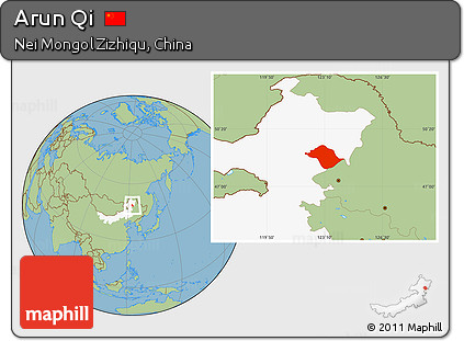 Savanna Style Location Map of Arun Qi, highlighted parent region