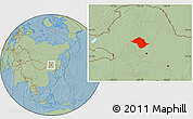 Savanna Style Location Map of Arun Qi, hill shading