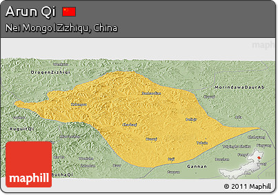 Savanna Style Panoramic Map of Arun Qi