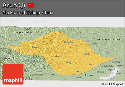 Savanna Style Panoramic Map of Arun Qi