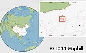 Savanna Style Location Map of Dongsheng, highlighted country