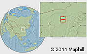 Savanna Style Location Map of Dongsheng, hill shading
