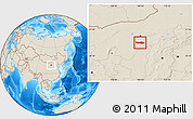 Shaded Relief Location Map of Dongsheng