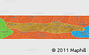 Physical Panoramic Map of Dongsheng, political outside