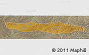 Physical Panoramic Map of Dongsheng, semi-desaturated