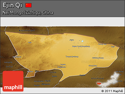 Physical 3D Map of Ejin Qi, darken