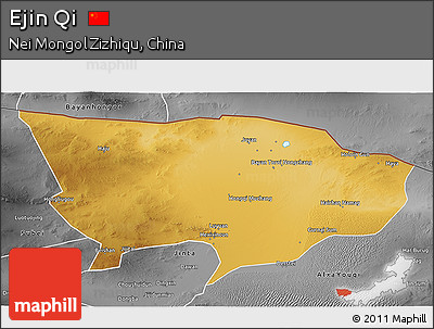 Physical 3D Map of Ejin Qi, desaturated